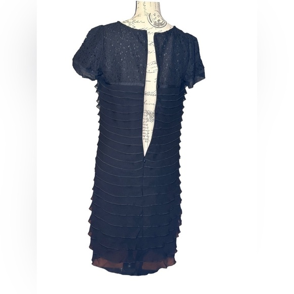 WEILL 100% silk black dress sz 8 lined layered design hidden zipper laced EUC - Picture 11 of 14